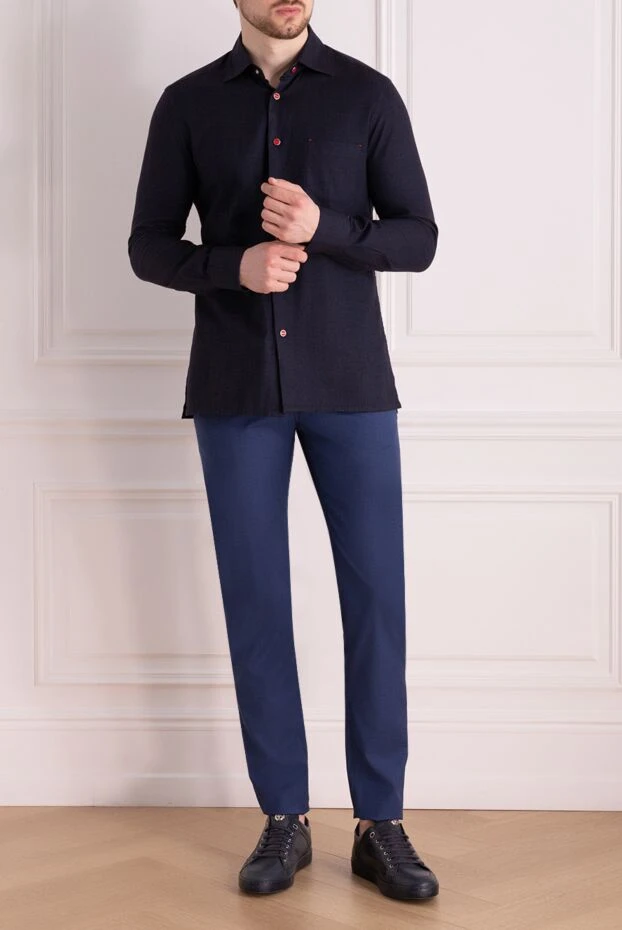 Cesare di Napoli мужские брюки из шерсти синие мужские купить с ценами и фото 140347 - фото 2