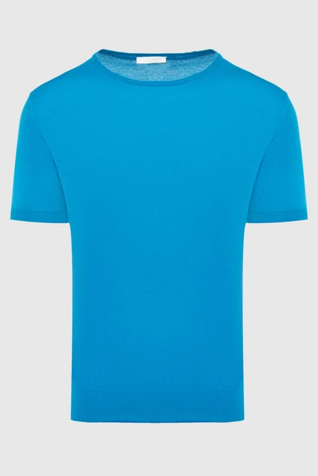 Umberto Vallati мужские футболка из хлопка голубая мужская купить с ценами и фото 140359 - фото 1