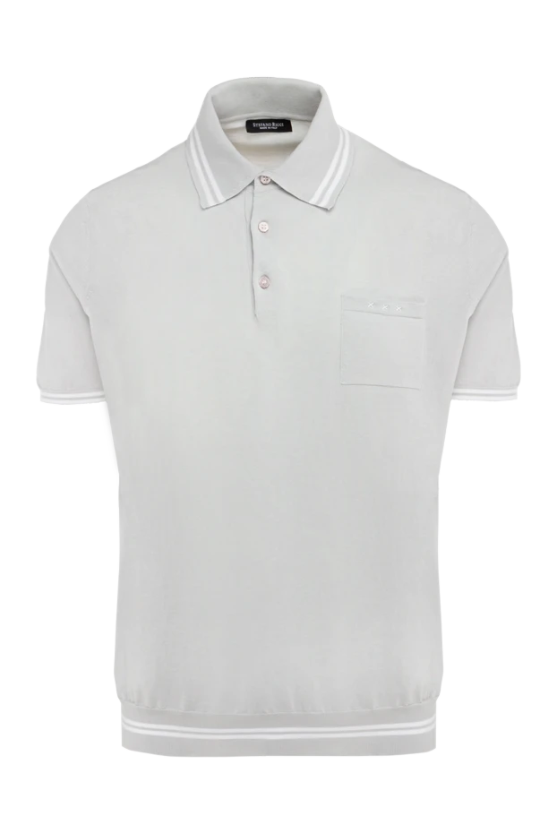 Stefano Ricci світло сіре поло з коротким рукавом та нагрудною кишенею 195545 - фото 1