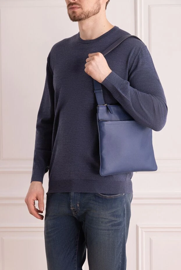 Cesare di Napoli мужские сумка через плечо из натуральной кожи синяя мужская купить с ценами и фото 140451 - фото 2