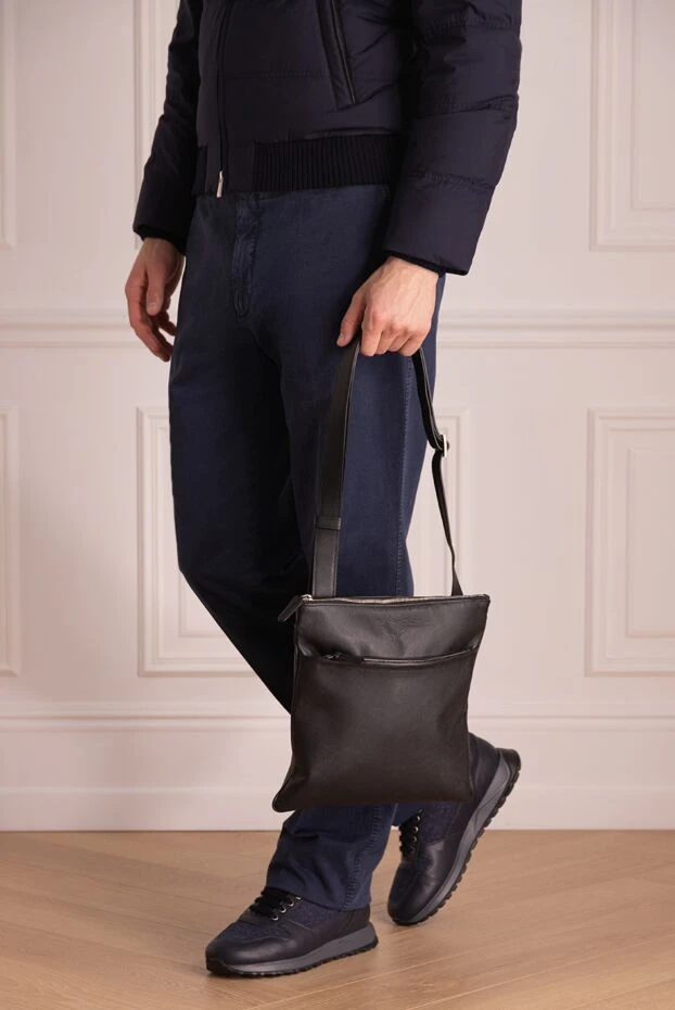 Cesare di Napoli мужские сумка через плечо из натуральной кожи черная мужская купить с ценами и фото 140453 - фото 2