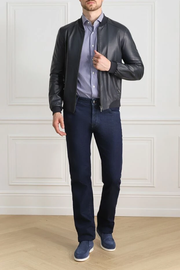 Cesare di Napoli man blue leather jacket for men buy with prices and photos 140491 - photo 2
