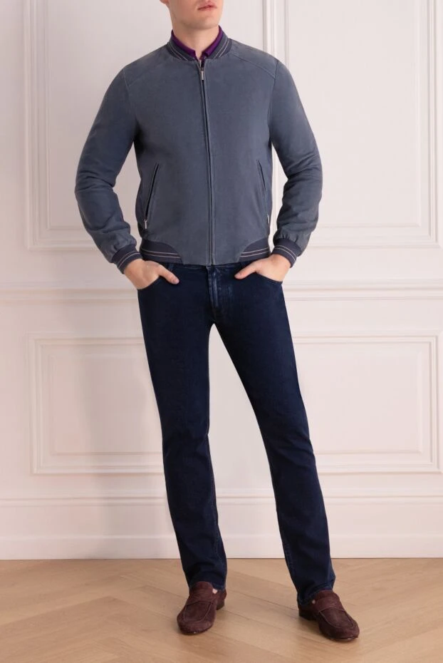 Cesare di Napoli man blue suede jacket for men buy with prices and photos 140493 - photo 2