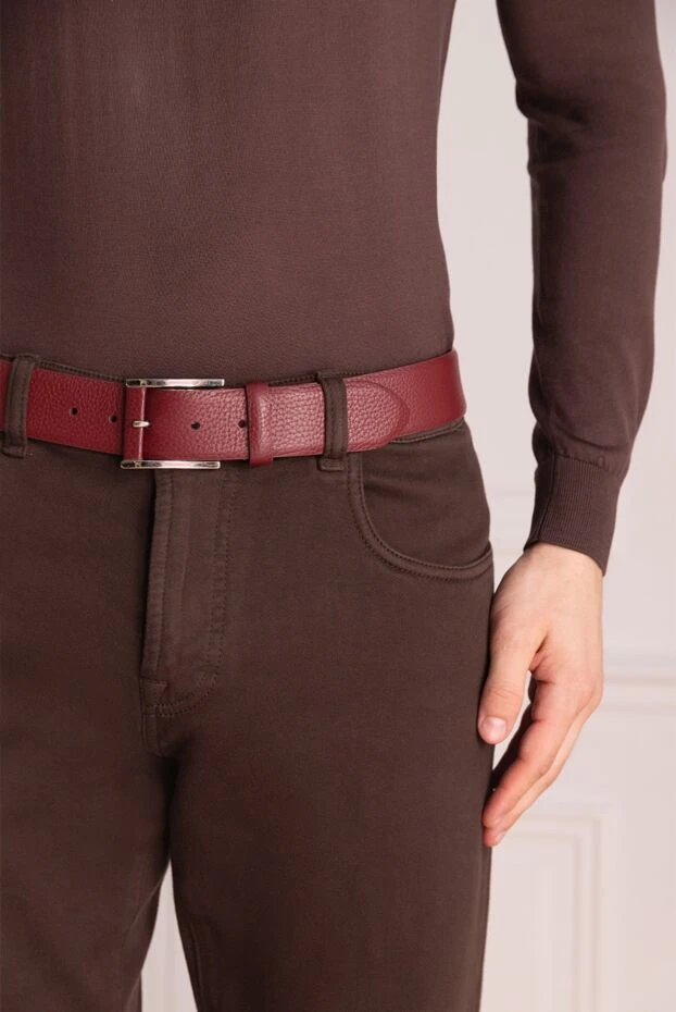 Cesare di Napoli man leather belt burgundy for men buy with prices and photos 140533 - photo 2