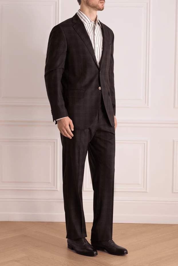 Lubiam man men's suit made of wool, silk and lycra, black buy with prices and photos 140551 - photo 2