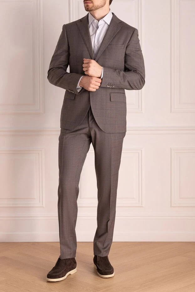 Lubiam man men's suit made of brown wool buy with prices and photos 140566 - photo 2