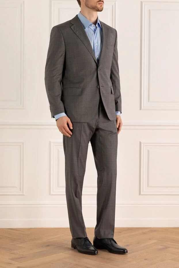 Lubiam man men's suit made of wool blue 162762 - photo 3