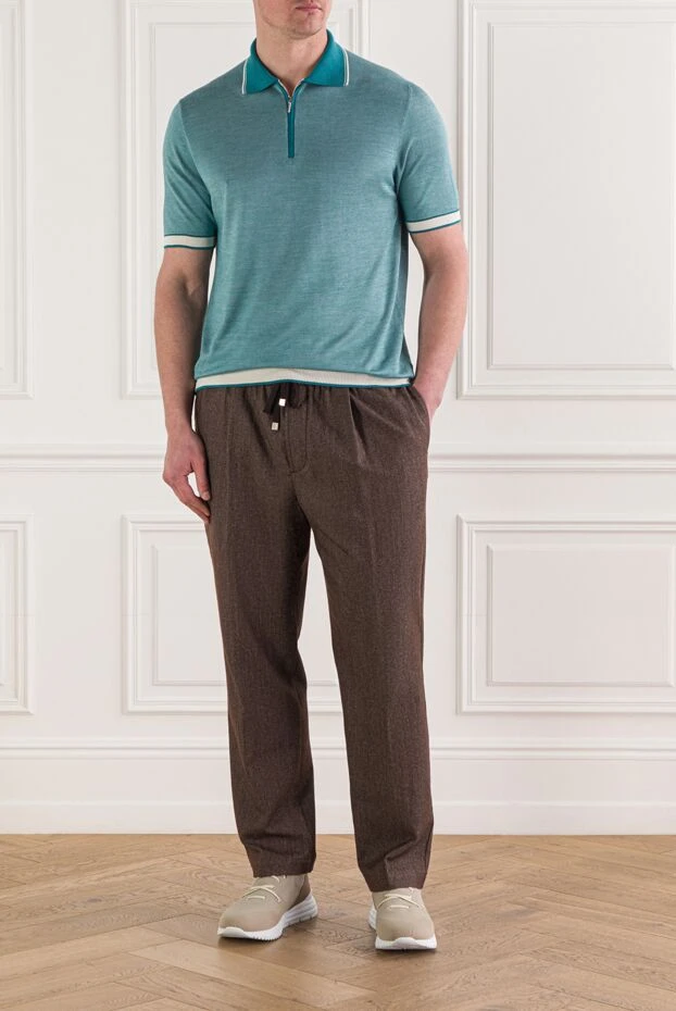 Cesare di Napoli blue silk polo for men 140638 - photo 1