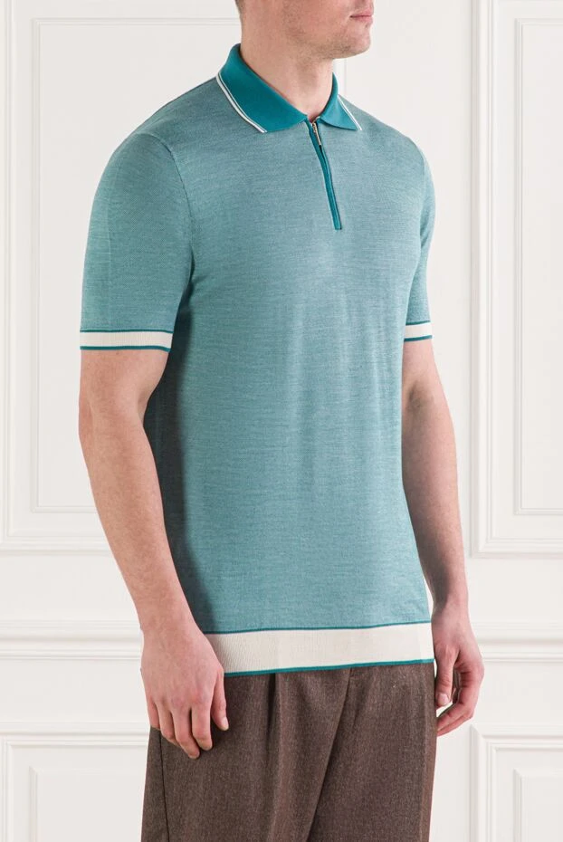 Cesare di Napoli blue silk polo for men 140638 - photo 2