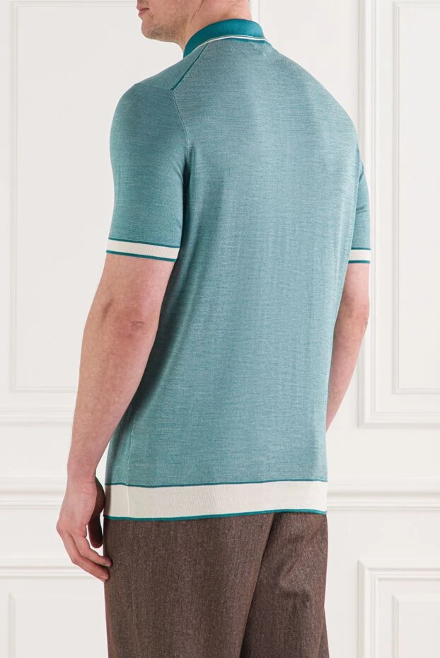 Cesare di Napoli blue silk polo for men 140638 - photo 3