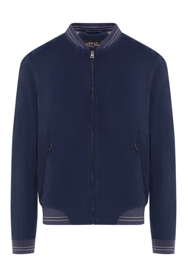 Куртка-бомбер замшевая синяя мужская - фото 1