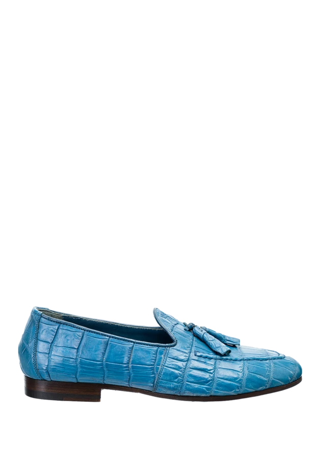 Cesare di Napoli мужские лоферы из кожи крокодила голубые мужские купить с ценами и фото 140659 - фото 1
