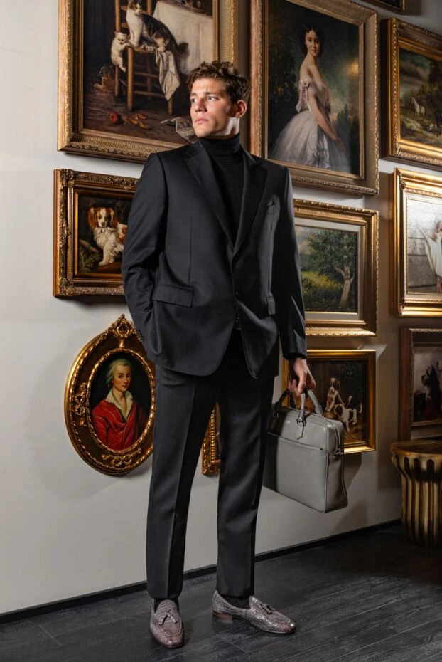 Cesare di Napoli grey crocodile leather tassel loafers with tassels for men 140660 - photo 2