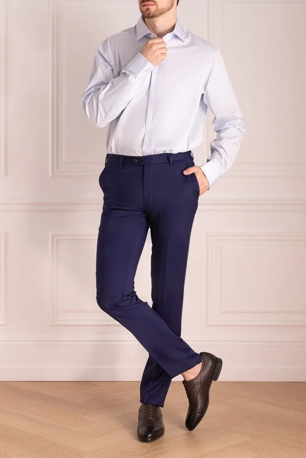Alessandro Gherardi мужские сорочка из хлопка голубая мужская купить с ценами и фото 140757 - фото 2