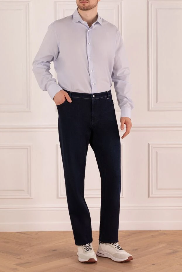 Alessandro Gherardi мужские сорочка из хлопка голубая мужская купить с ценами и фото 140758 - фото 2