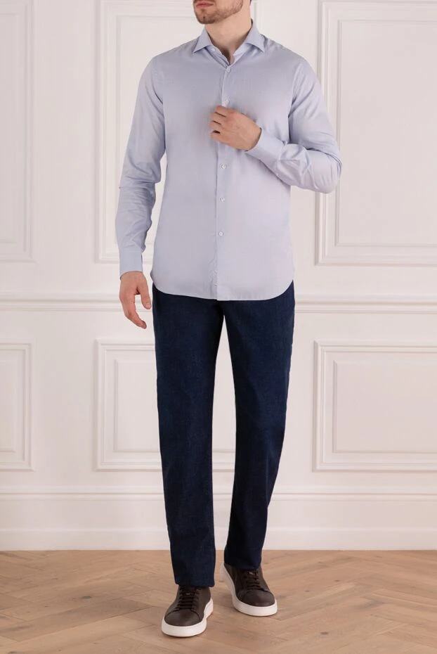 Alessandro Gherardi мужские сорочка из хлопка голубая мужская купить с ценами и фото 140761 - фото 2
