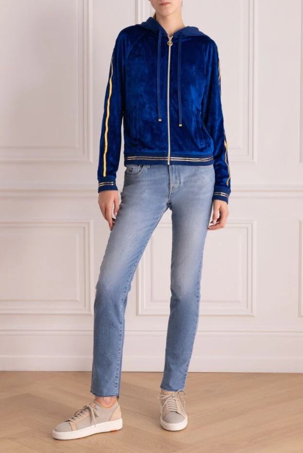Roberto Cavalli woman viscose and polyester hoodie blue for women buy with prices and photos 140783 - photo 2