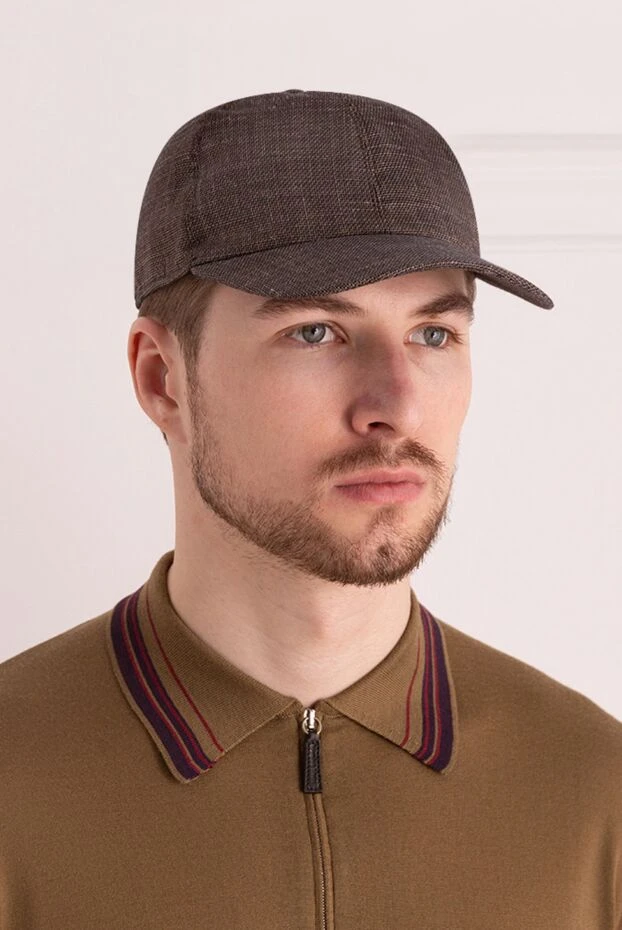 Portaluri мужские кепка из шерсти, льна и шёлка коричневая мужская купить с ценами и фото 140801 - фото 2