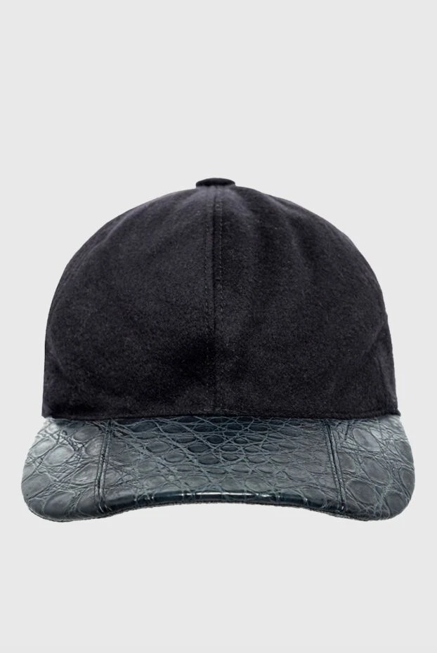 Cesare di Napoli man black crocodile and cashmere cap for men buy with prices and photos 140814 - photo 1