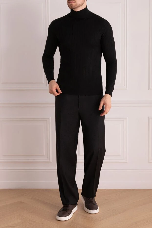 Bilancioni man cashmere and silk golf for men black 141027 - photo 2