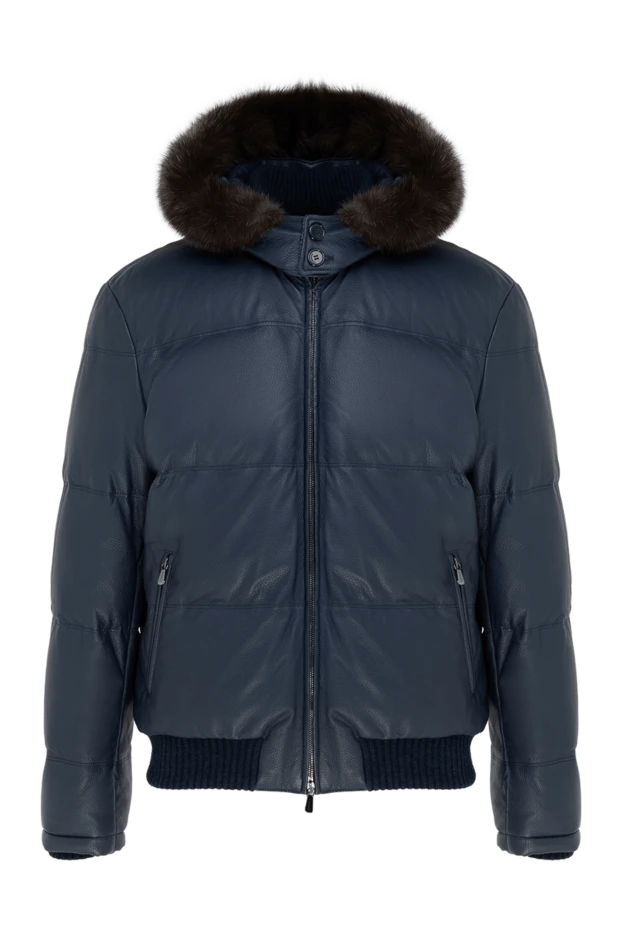 Enrico Mandelli мужские куртка из кожи и кашемира синяя мужская купить с ценами и фото 141130 - фото 1