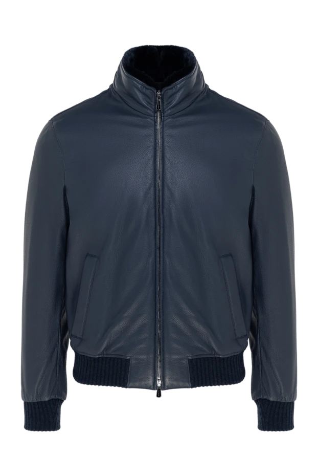 Enrico Mandelli мужские куртка на меху из кожи синяя мужская купить с ценами и фото 141132 - фото 1
