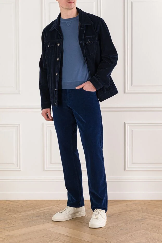 Хлопковый джемпер с круглым вырезом и аккуратной отделкой - фото 2