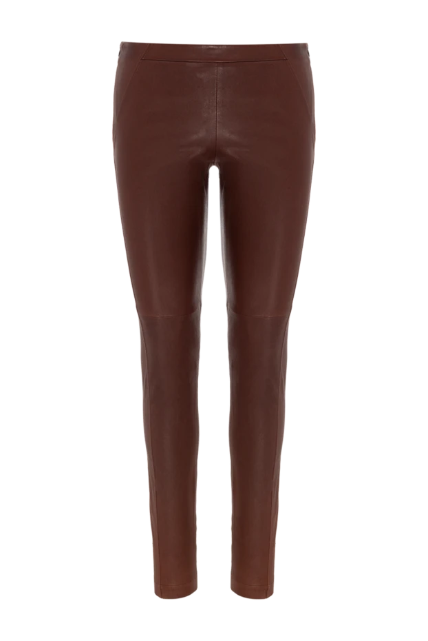 Brunello Cucinelli штани зі шкіри бордові жіночі 141226 - фото 1