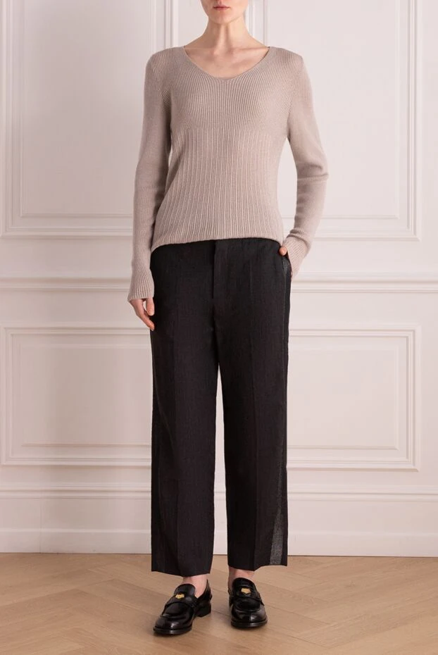 Brunello Cucinelli women's wide-leg classic trousers black 141286 - photo 2