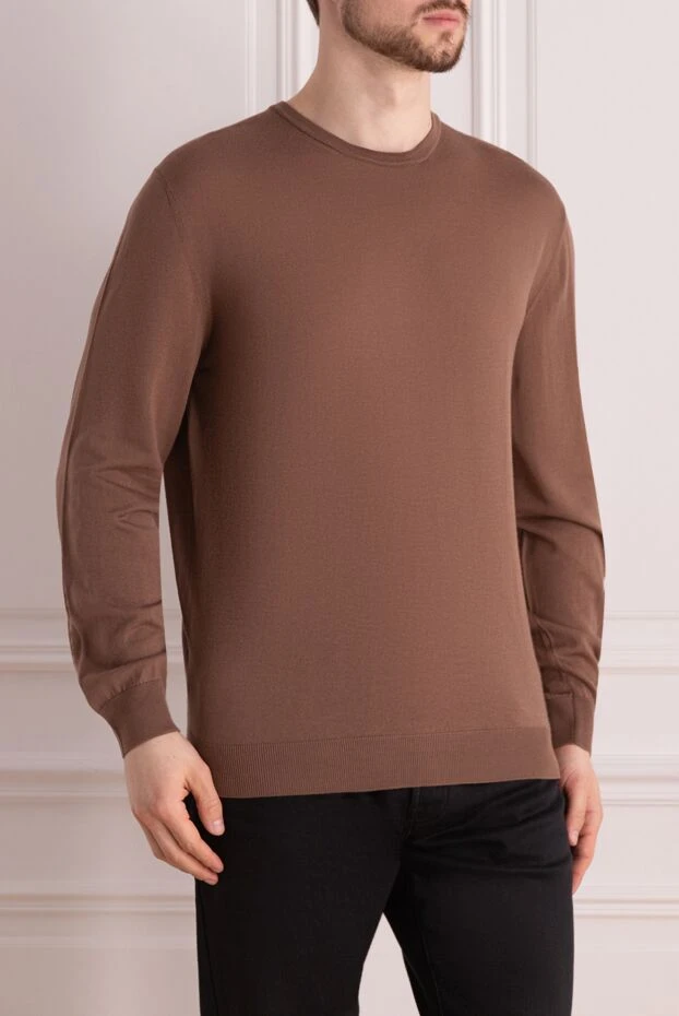 Cesare di Napoli man turtleneck jumper in wool and cashmere, blue for men 141997 - photo 3