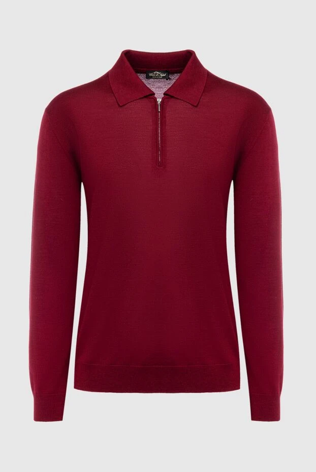 Cesare di Napoli man wool, silk and cashmere long sleeve polo burgundy for men buy with prices and photos 141370 - photo 1