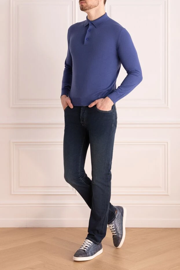 Cesare di Napoli man wool long sleeve polo blue for men buy with prices and photos 141380 - photo 2