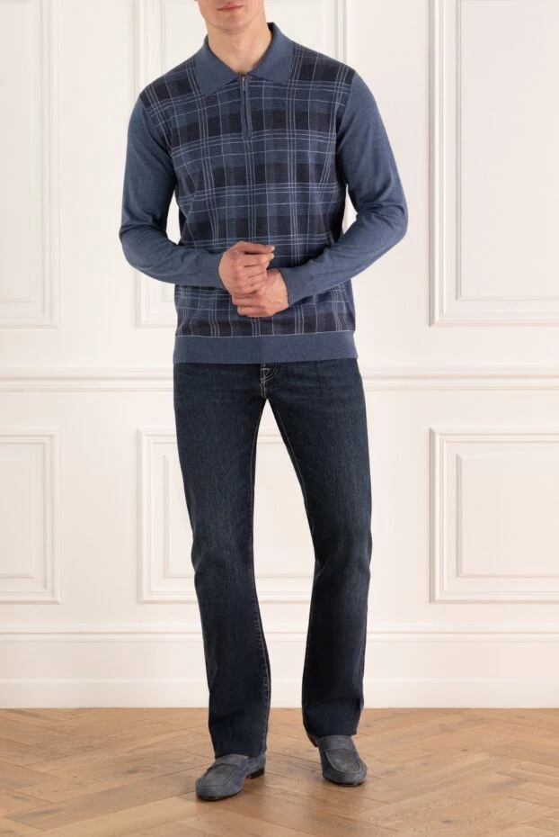 Cesare di Napoli man wool long sleeve polo blue for men buy with prices and photos 141398 - photo 2