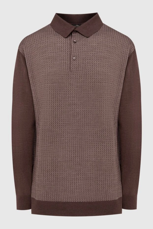 Cesare di Napoli man wool, silk and cashmere long sleeve polo brown for men buy with prices and photos 141407 - photo 1