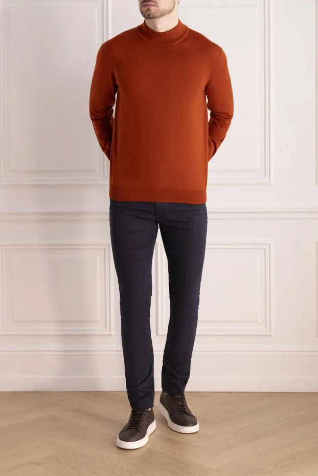 Cesare di Napoli man orange men's wool turtleneck jumper buy with prices and photos 141426 - photo 2