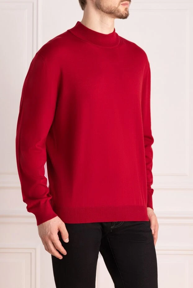 Cesare di Napoli man turtleneck jumper in wool and cashmere, blue for men 141997 - photo 3