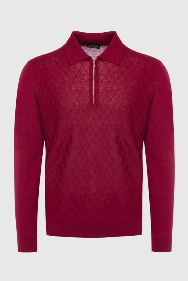 Cesare di Napoli long sleeve polo made of wool, silk and cashmere burgundy for men 141444 - photo 1