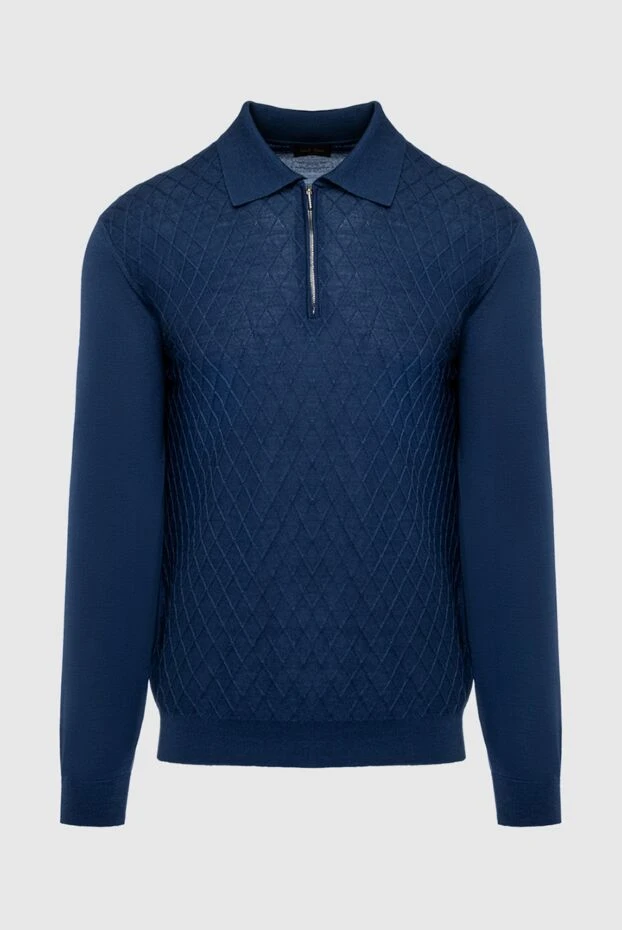 Cesare di Napoli man wool, silk and cashmere long sleeve polo blue for men buy with prices and photos 141445 - photo 1