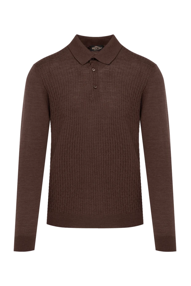 Cesare di Napoli man wool, silk and cashmere long sleeve polo brown for men buy with prices and photos 141448 - photo 1