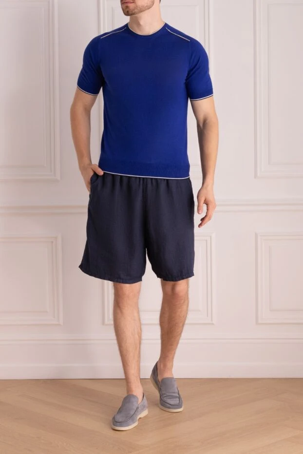 Cesare di Napoli мужские футболка из хлопка синяя мужская купить с ценами и фото 141472 - фото 2