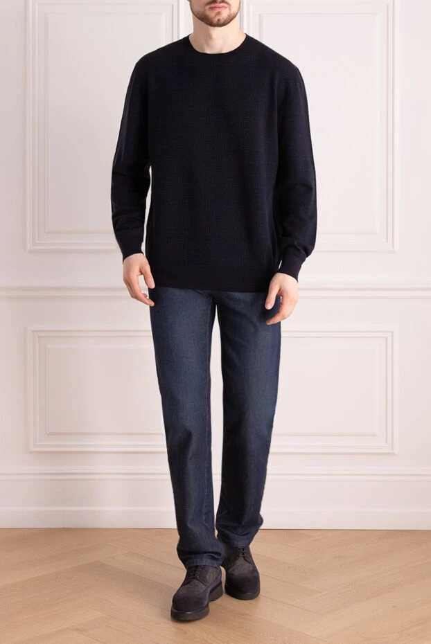 Brioni man wool and silk jumper blue for men buy with prices and photos 141559 - photo 2