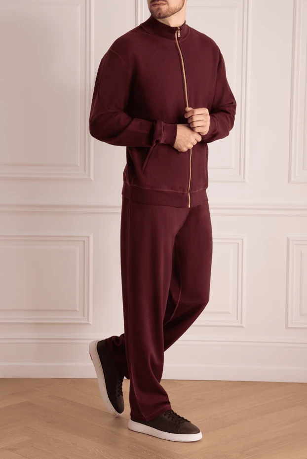 Billionaire man men's sports suit made of cotton and viscose, burgundy 141570 - photo 2