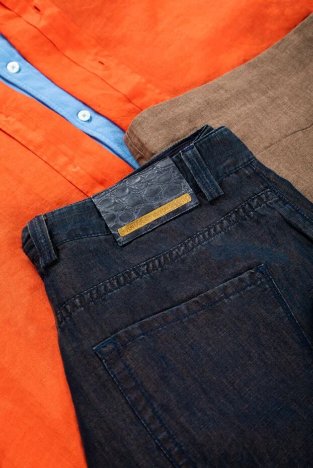 Scissor Scriptor сині чоловічі шорти бавовняні casual з акцентом на золотисті заклепки 141724 - фото 2