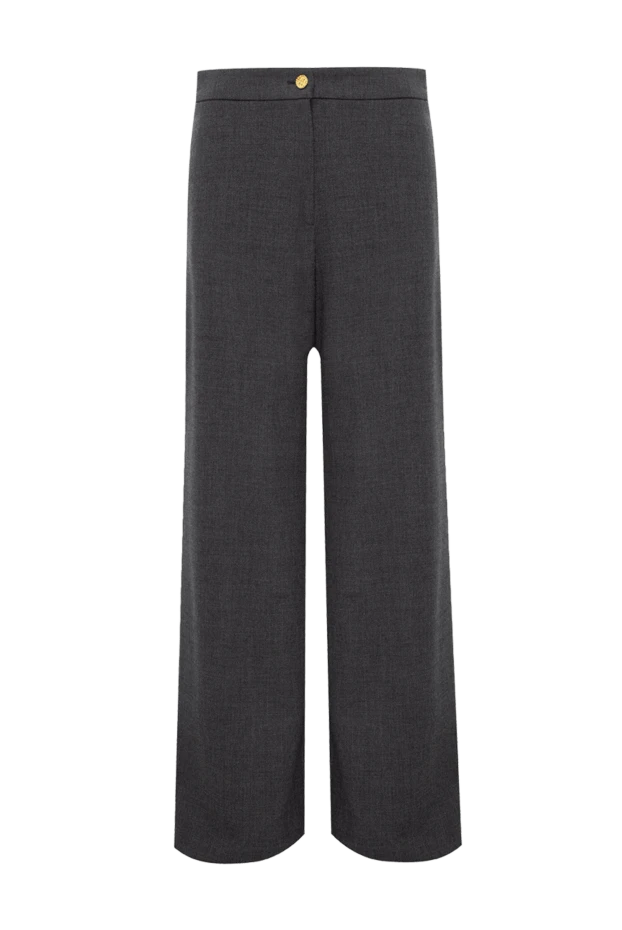 Women's wool pants with gold buttons gray