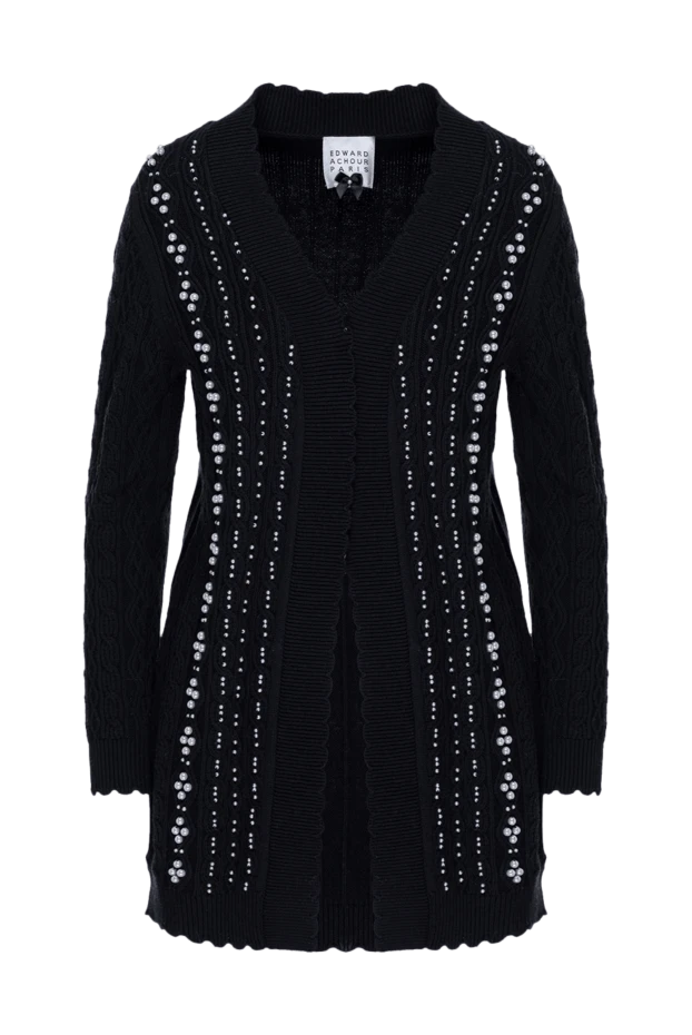 Edward Achour Paris black wool and cotton cardigan for women 141831 - photo 1