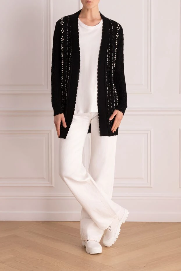 Edward Achour Paris woman black wool and cotton cardigan for women buy with prices and photos 141831 - photo 2