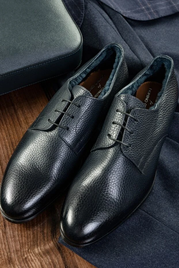 Doucal`s туфлі оксфорди cap-toe із зернистої шкіри чорні чоловічі 141875 - фото 3