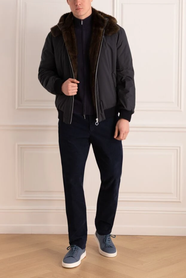 Seraphin man blue nylon and crocodile fur jacket for men buy with prices and photos 141884 - photo 2