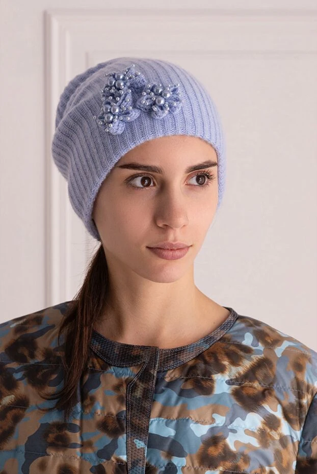 Max&Moi woman blue merino and cashmere hat for women 141918 - photo 2