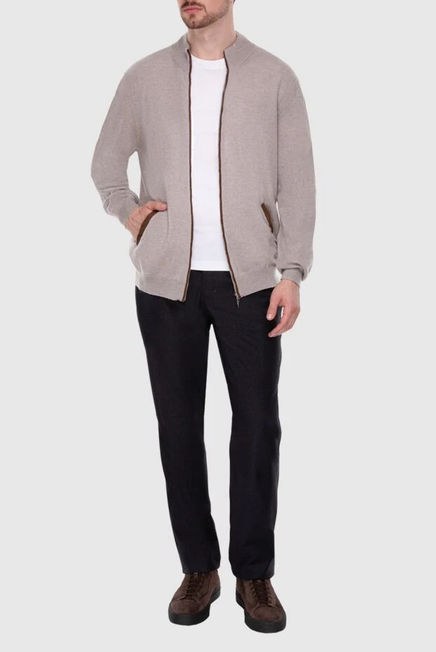 Cesare di Napoli man men's cardigan made of wool and cashmere, beige buy with prices and photos 141946 - photo 2